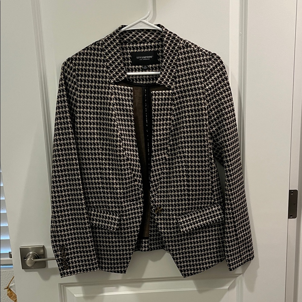 Liverpool Black and Tan Houndstooth Blazer